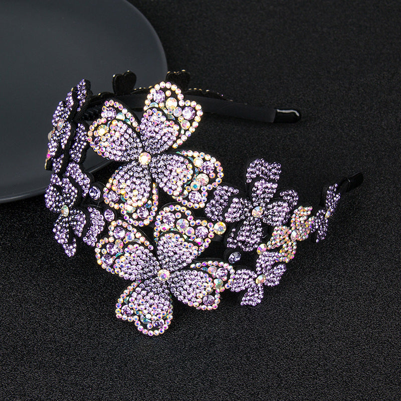 Women's Sweet Clover Flower Rhinestone Hair Bands-6