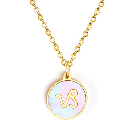 Minimalist White Shell Zodiac Necklace Adjustable Pendant-20