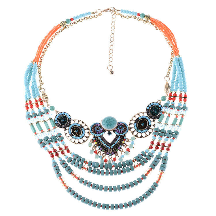 Exaggerated Ethnic Style Multi-Layered Beaded Necklace-5