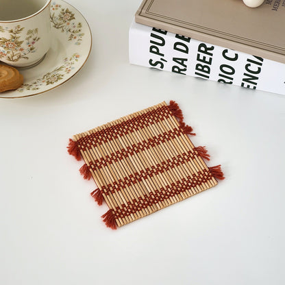 Hand-Woven Photo Coaster Tea Insulation Coaster