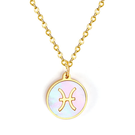 Minimalist White Shell Zodiac Necklace Adjustable Pendant-6