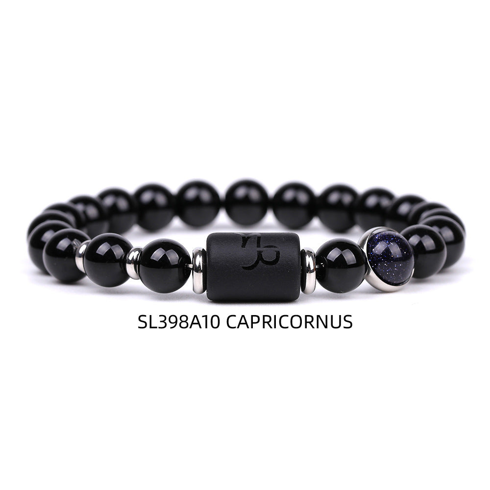 Natural Agate Zodiac Bracelet Unisex Astrology Jewelry-9