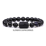 Natural Agate Zodiac Bracelet Unisex Astrology Jewelry-9