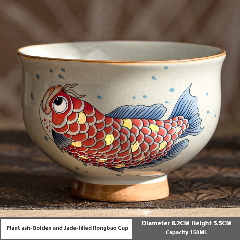 Chinese Style Koi Pattern Ceramic Home Master Teacups-8