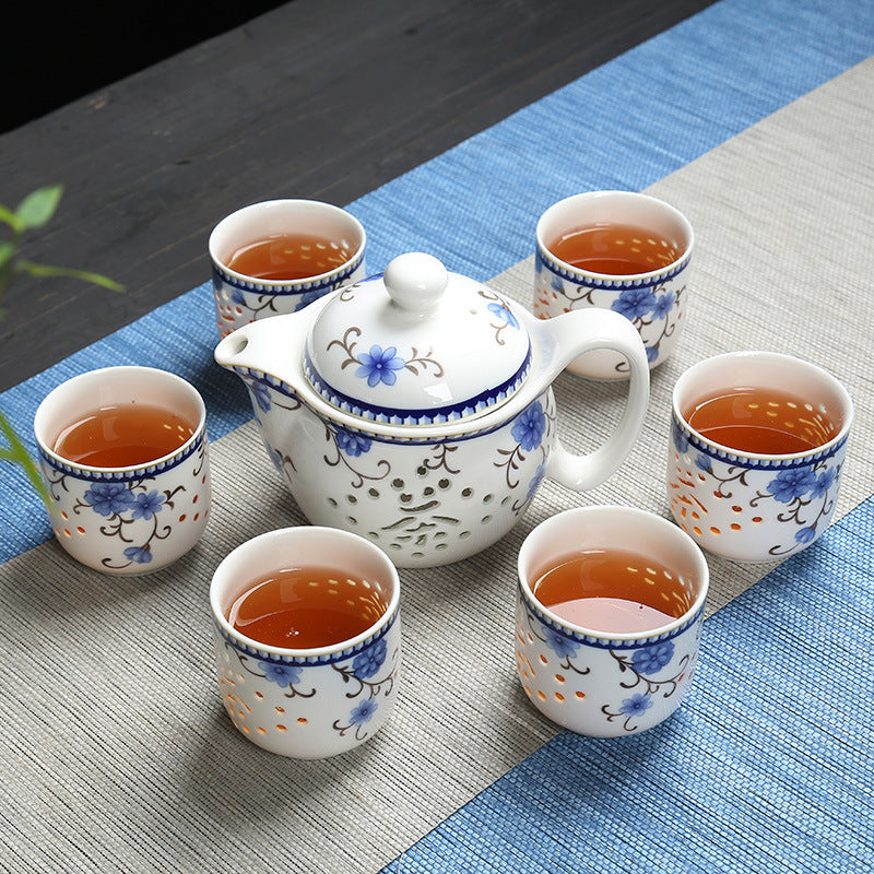 Kung Fu Tea Ceramic Teapot Full Honeycomb Hollow Tea Set Gifts