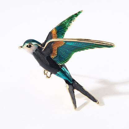 Alloy Diamond Color Swallow Brooch