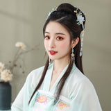 Simplified Hanfu Hair Accessories with Multiple Flower Hairpins Set-8