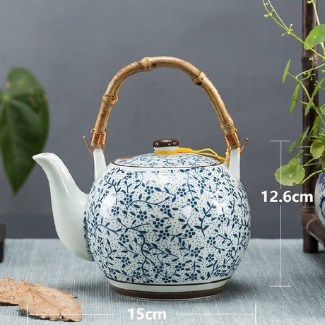 Old Ceramic Teapot Large Brewing Tea Top Handle Pot