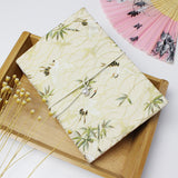 Crane Gilded Green Handmade Fabric Book Cover Notebook-2