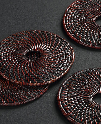 Chinese  Hand-woven Rattan Coaster Potholder Tea