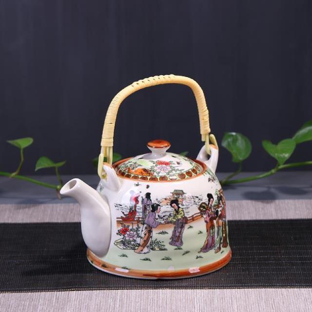 Old-fashioned Ceramic Cool Water Pot Pastel Top Handle Pot Teapot-7