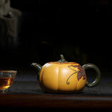 Handmade Ceramic Teapot Enameled Pottery Creative Pumpkin Shape Teapot