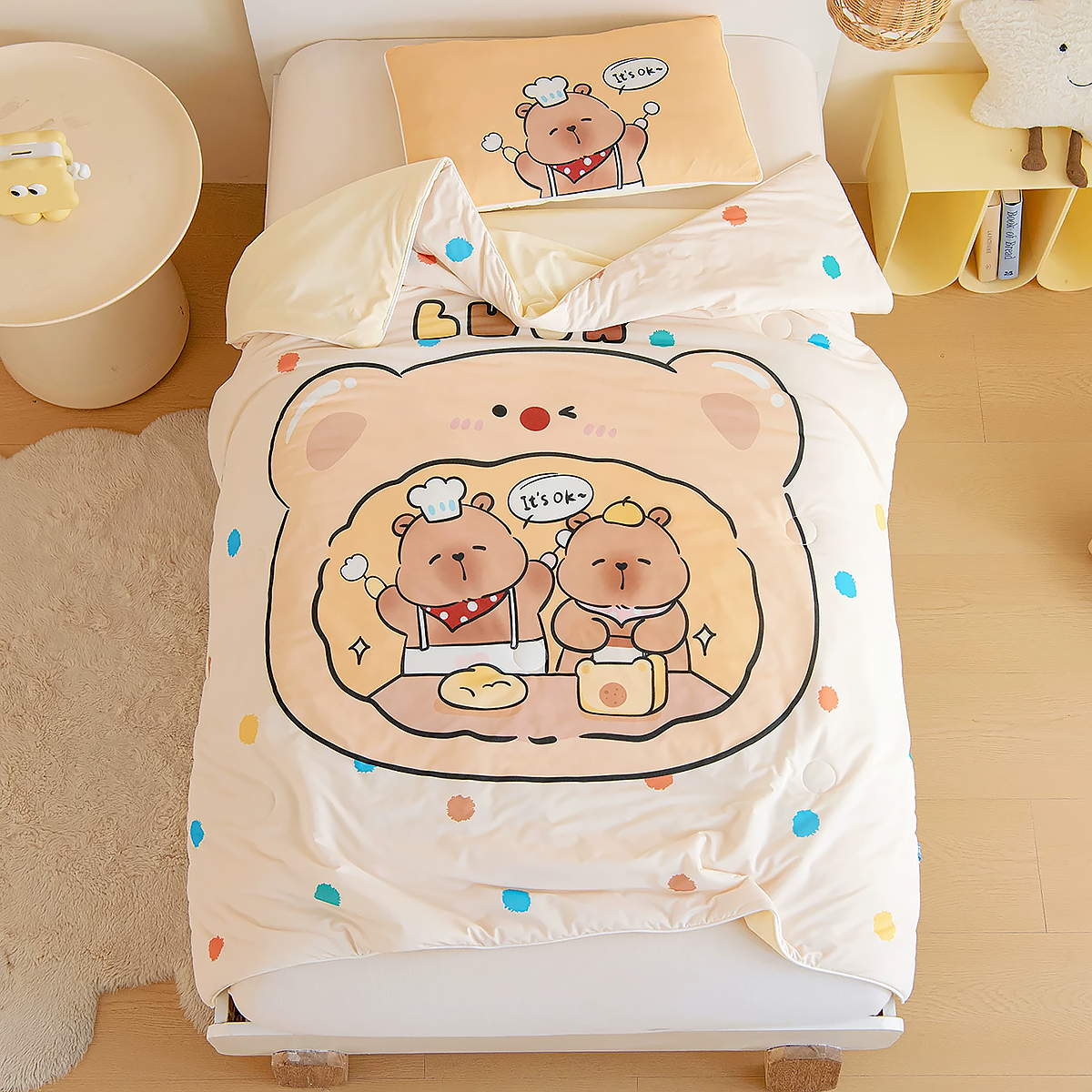 Cooling Cartoon Summer Quilt for Kids Ice Silk Blanket-5
