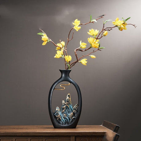 Chinesische Stil Mountain View Vase Dekoration Tabletop Blume