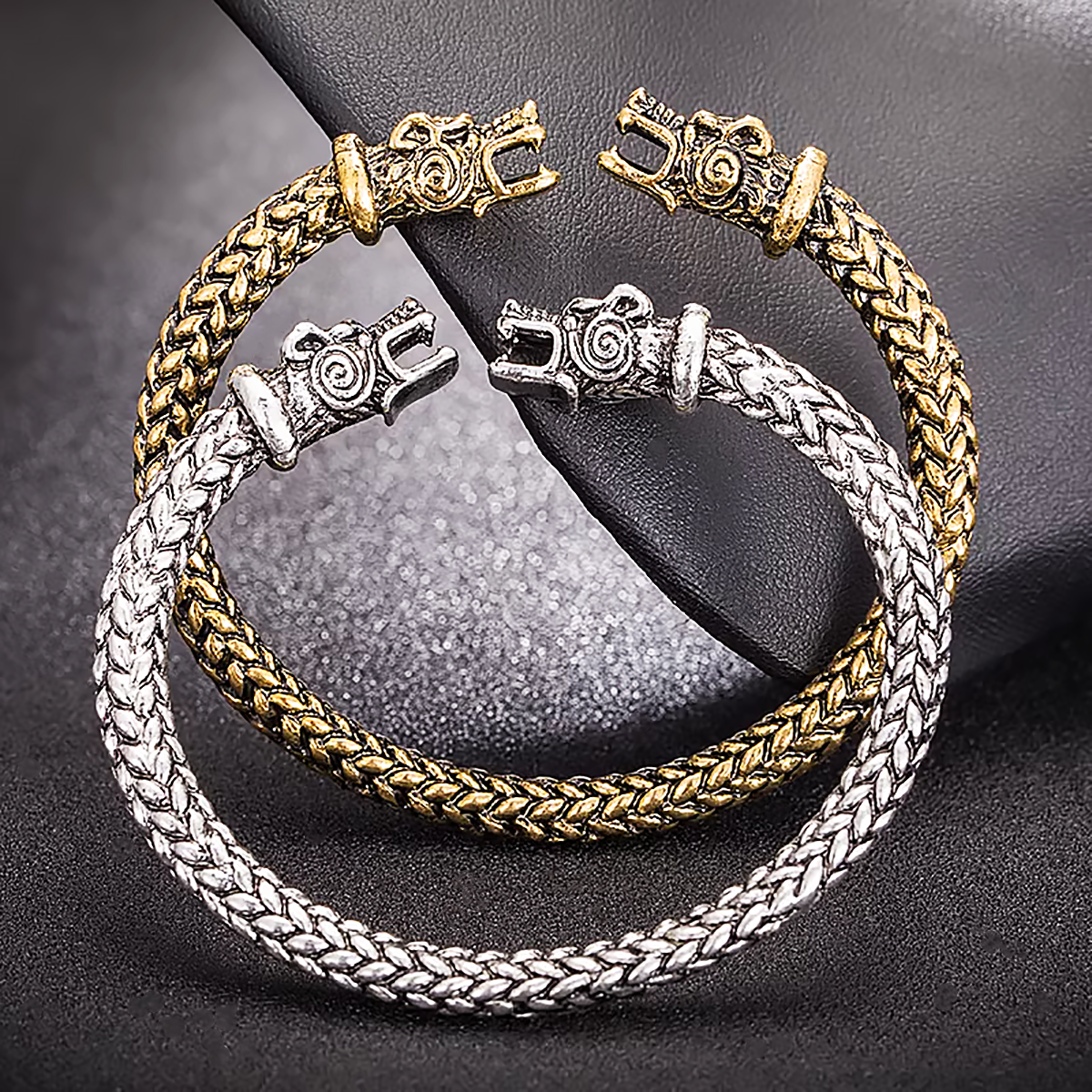 Dragon Head Cuff Bracelet for Men Vintage Metal Bracelet Gift for Him-2