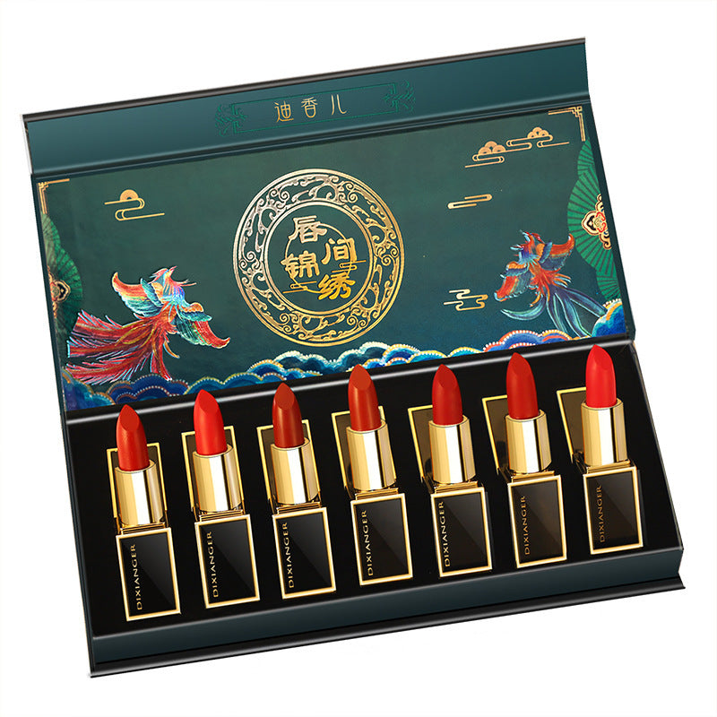 Chinese Style Seven Fairies Carved Lipstick Set-3