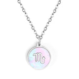 Minimalist White Shell Zodiac Necklace Adjustable Pendant-11