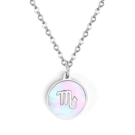 Minimalist White Shell Zodiac Necklace Adjustable Pendant-11