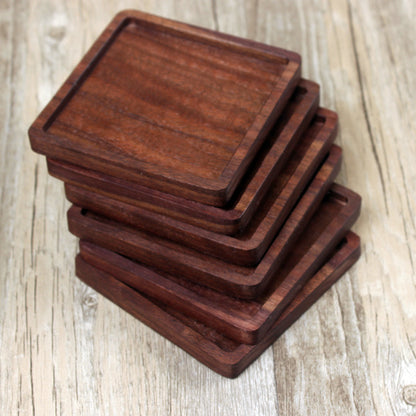 Black Walnut Square Coaster Wooden Insulation Pad