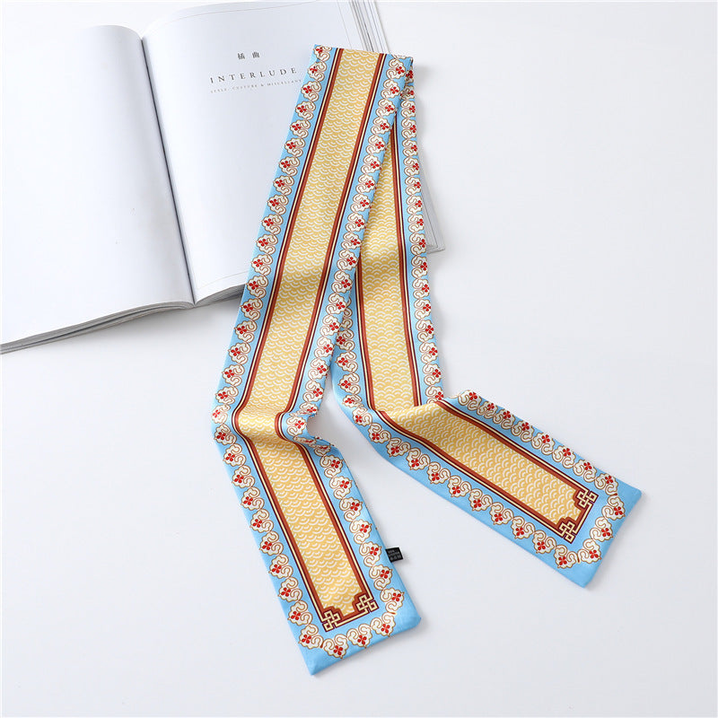 Narrow Long Silk Scarf Female Print Small Scarf Small Streamer Scarf