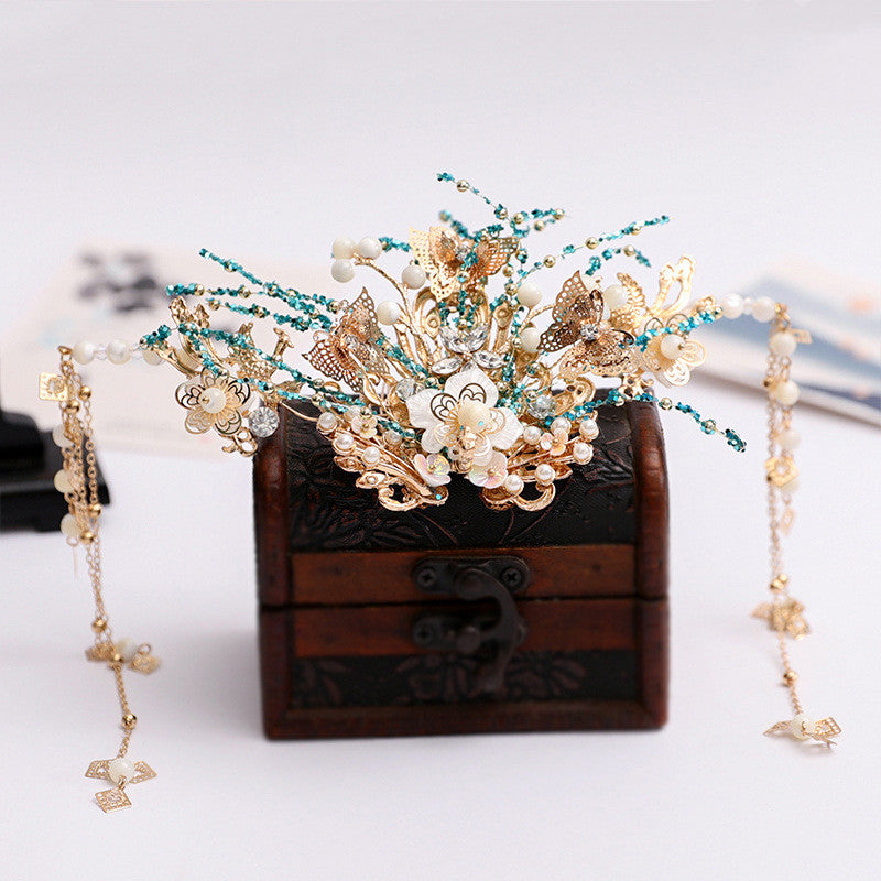 Charm Pearl Tassel Hairpin Chinese Wedding Bridal Headwear-2