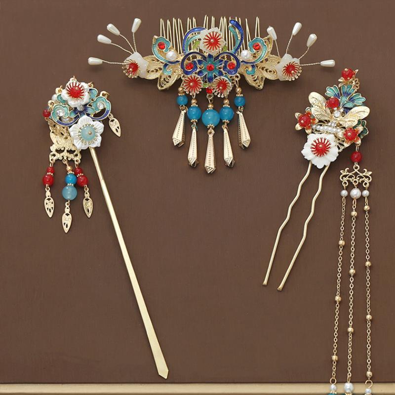 Ancient Style Step Tassel Hairpin Hanfu Forehead Hair Accessories-12