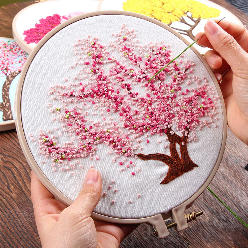 Pink Cherry Blossom Tree Decorative Embroidery Material Package-2