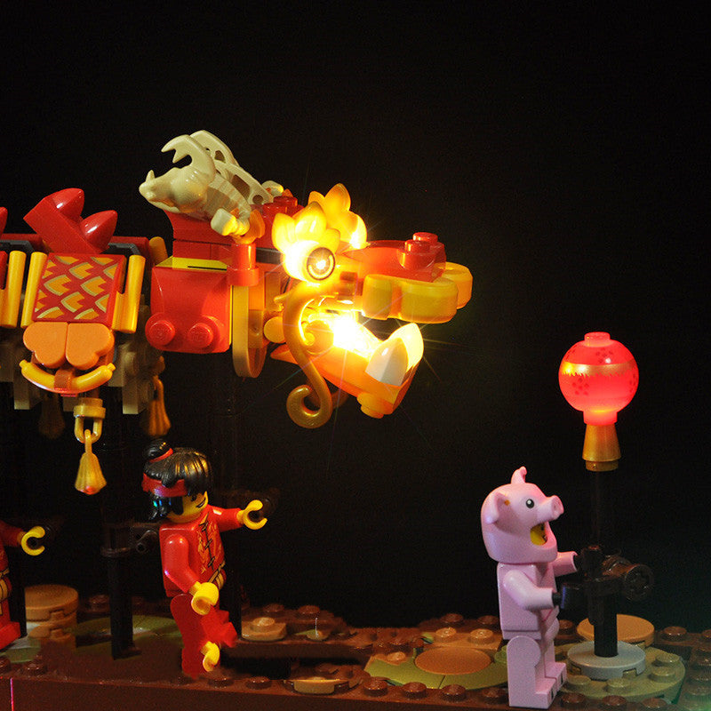 Chinese New Year 2025 Building Block Dragon Dance LED Lighting Group