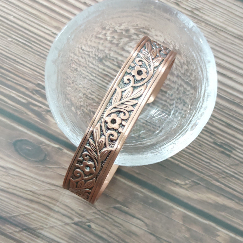 Red Copper Bracelet Plum Blossom Wide Face Copper Bracelet