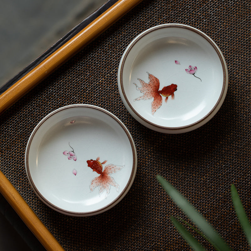 Hand-Painted Pastel Goldfish Teacup Pu'er Ceramic Teacup-1