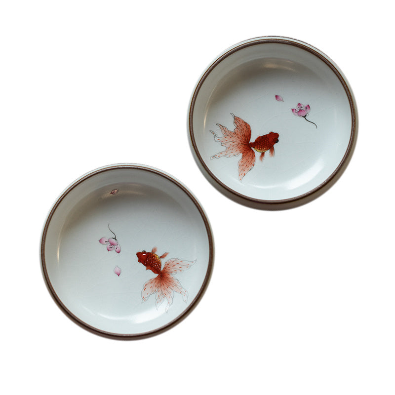 Hand-Painted Pastel Goldfish Teacup Pu'er Ceramic Teacup-5