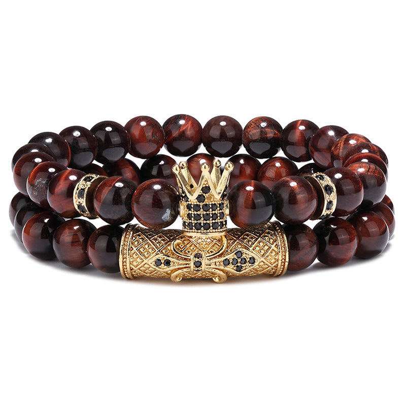 Micro-inlaid Crown Bracelet Natural Red Tiger Eye Bracelet Bracelet