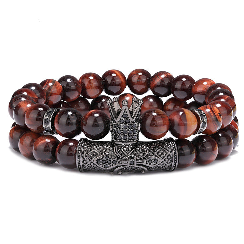 Micro-inlaid Crown Bracelet Natural Red Tiger Eye Bracelet Bracelet