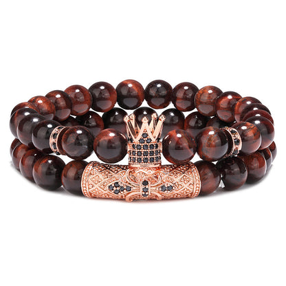 Micro-inlaid Crown Bracelet Natural Red Tiger Eye Bracelet Bracelet