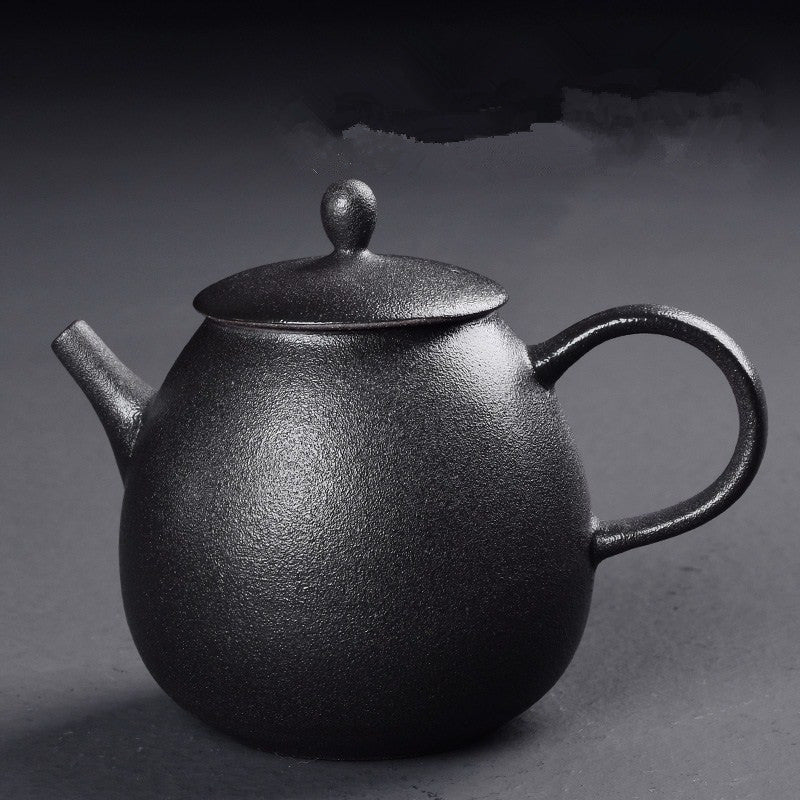 Kung Fu Tea Black Ceramic Teapot Chinese Oolong Tea Pear Shaped Tea Kettle