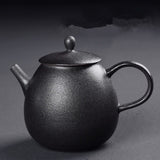 Kung Fu Tea Black Ceramic Teapot Chinese Oolong Tea Pear Shaped Tea Kettle