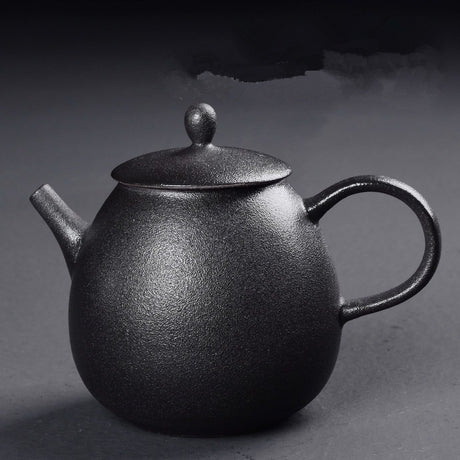 Kung Fu Tea Black Ceramic Teapot Chinese Oolong Tea Pear Shaped Tea Kettle