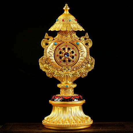Acht glückverheißende Ornamente vor Buddha