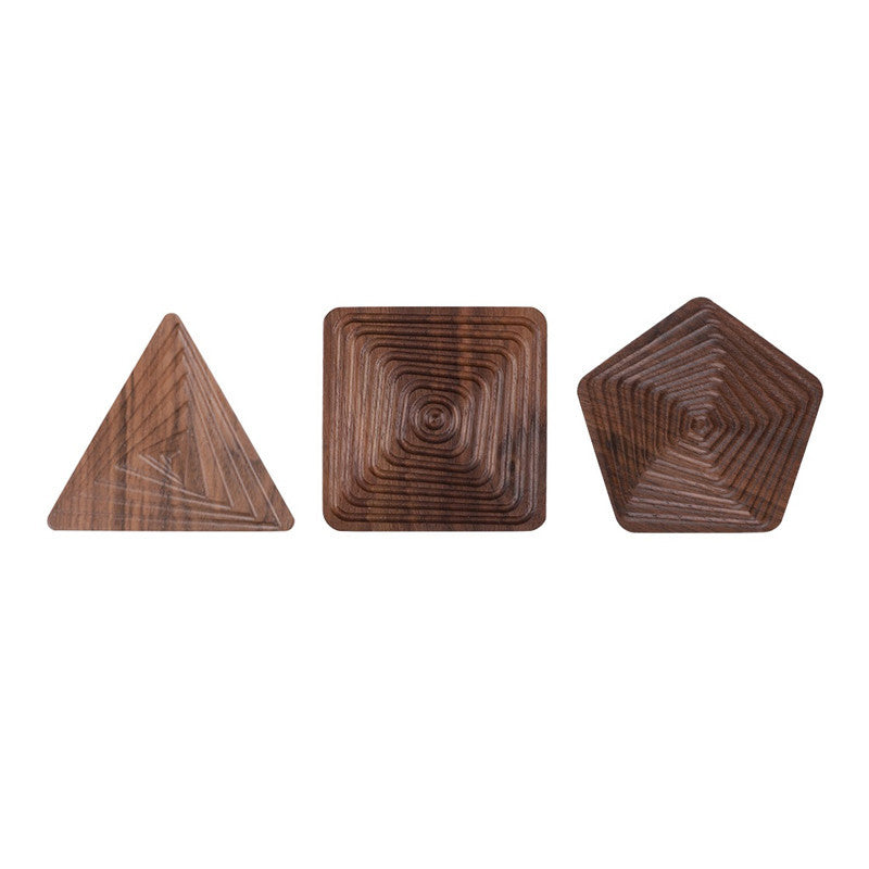 Black Walnut Geometric Tea Coasters Solid Wood Creative Cup Holder