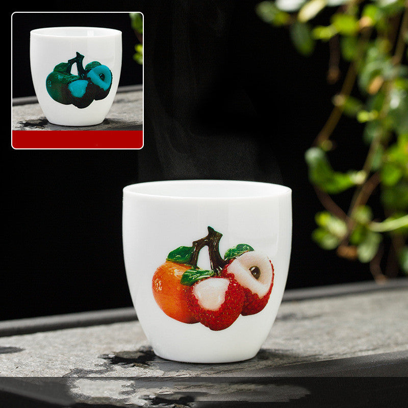 White Porcelain Color-changing Tea Cup Master Cup Lychee Ceramic Cup