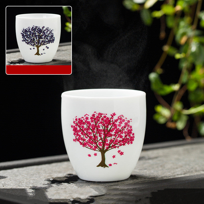 White Porcelain Color-changing Tea Cup Master Cup Lychee Ceramic Cup