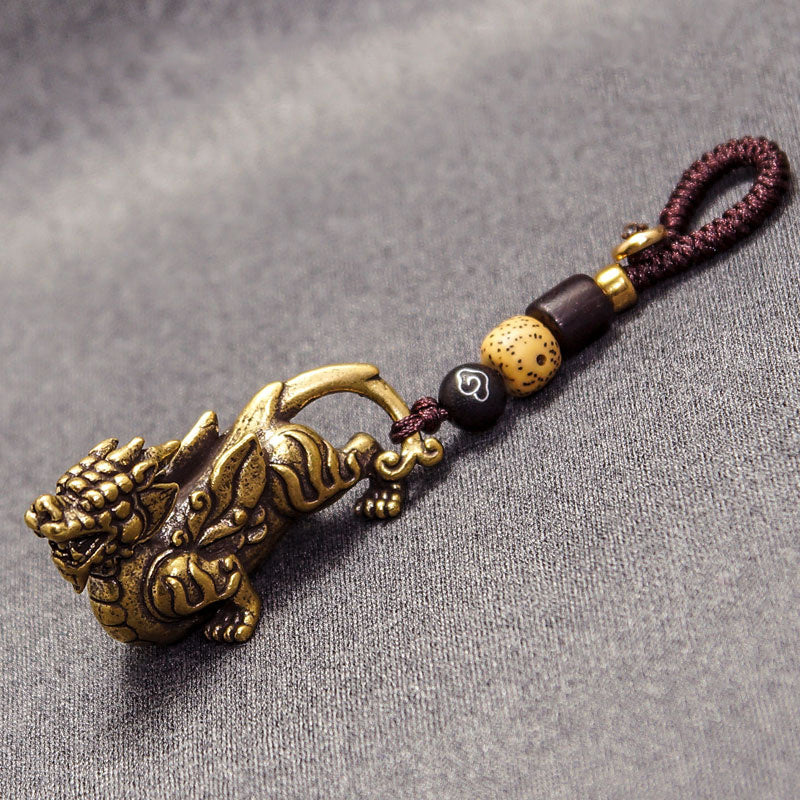 Male Personality Creative Brass Dragon Head Keychain-3