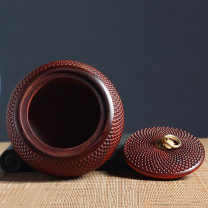 Red Sandalwood Bamboo Tea Caddy Woven Bulk Tea Jar