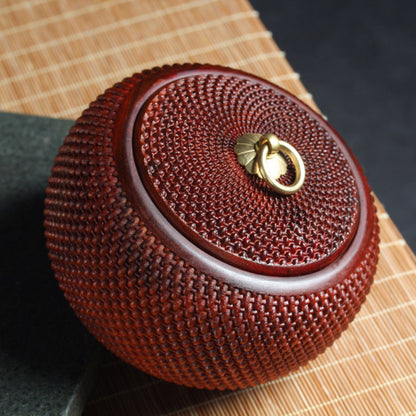 Red Sandalwood Bamboo Tea Caddy Woven Bulk Tea Jar