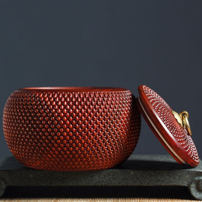 Red Sandalwood Bamboo Tea Caddy Woven Bulk Tea Jar