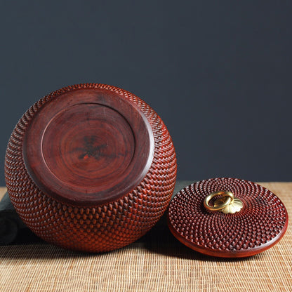 Red Sandalwood Bamboo Tea Caddy Woven Bulk Tea Jar