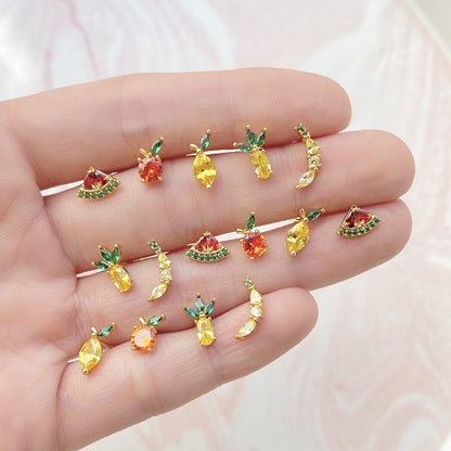 Lovely Tropical Fruit Earrings Female Diamond Earrings