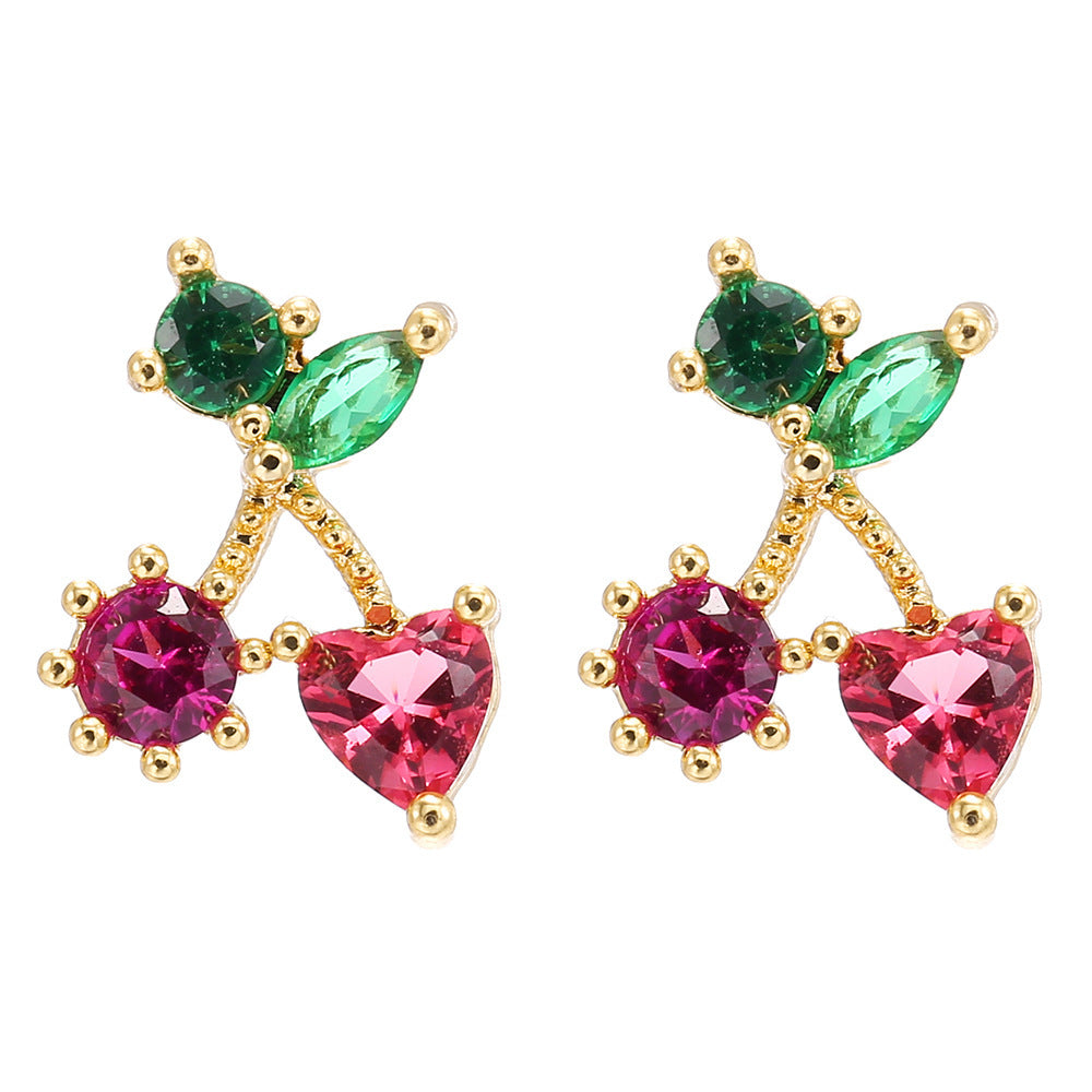 Lovely Tropical Fruit Earrings Female Diamond Earrings