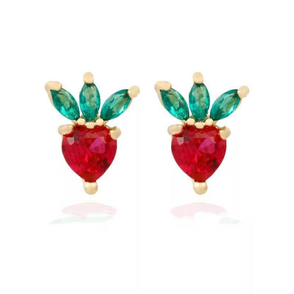 Lovely Tropical Fruit Earrings Female Diamond Earrings