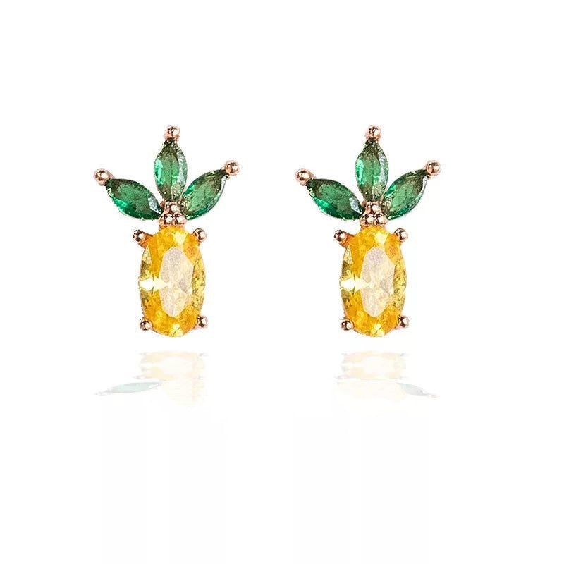 Lovely Tropical Fruit Earrings Female Diamond Earrings